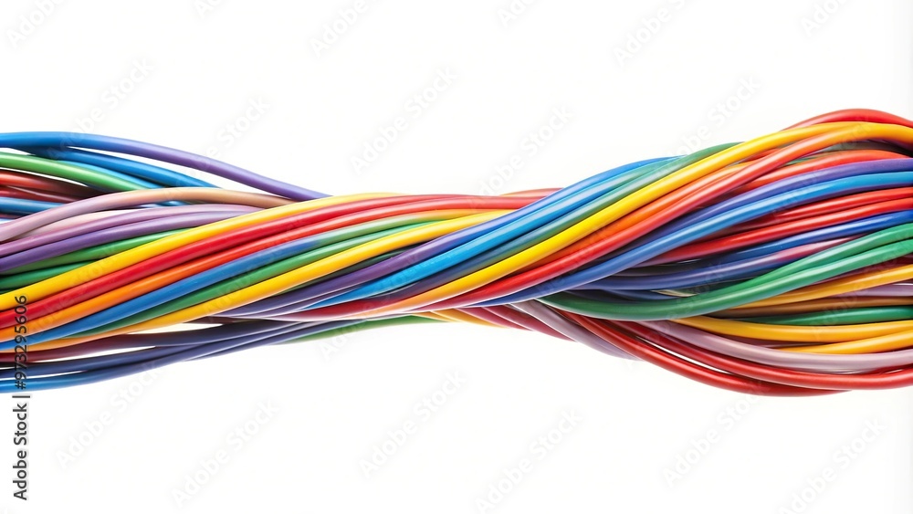 Colorful electrical cable wire isolated on white background Colorful electrical cable wire isolated on white background