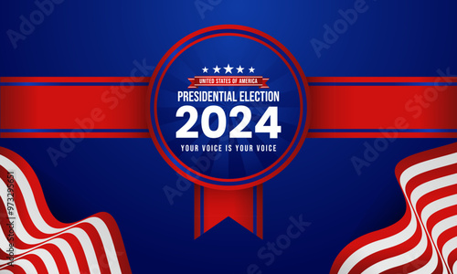 USA 2024 Presidential Election background with American flag colors design. 