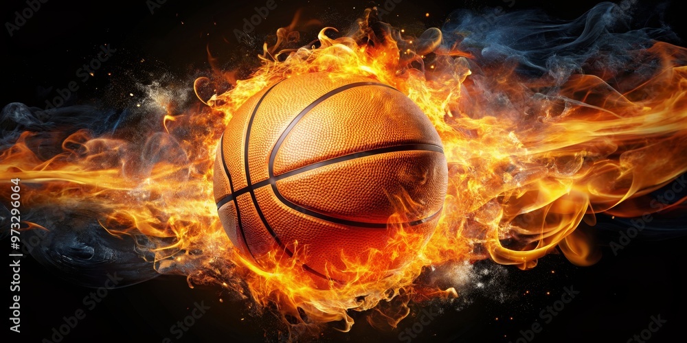 Fiery Basketball, A Basketball engulfed in flames, Fire, Basketball , Sport , Passion Fiery Basketball, A Basketball engulfed in flames, Fire, Basketball , Sport , Passion