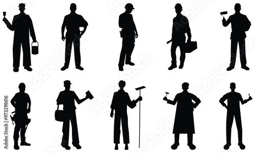 Set of labor people silhouette