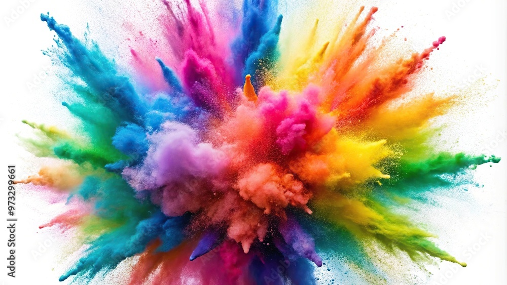 Fototapeta premium colorful powder explosion isolated on white background close-up