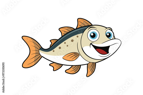 Happy cute coral fish cartoon vector
