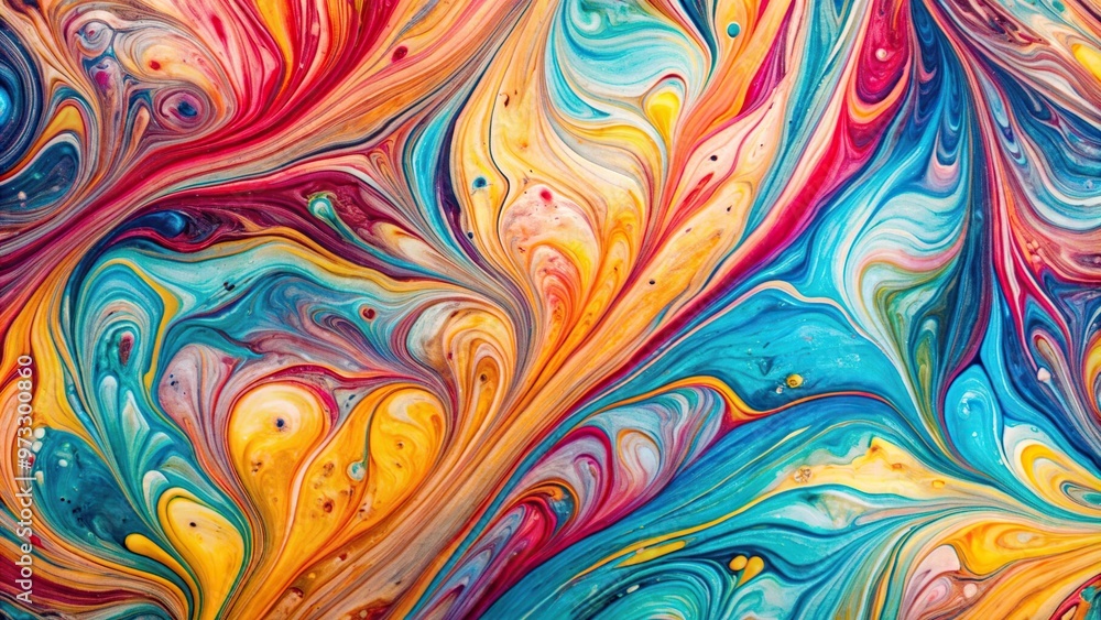 Colorful Suminagashi ink marbled texture background with high angle view Colorful Suminagashi ink marbled texture background with high angle view