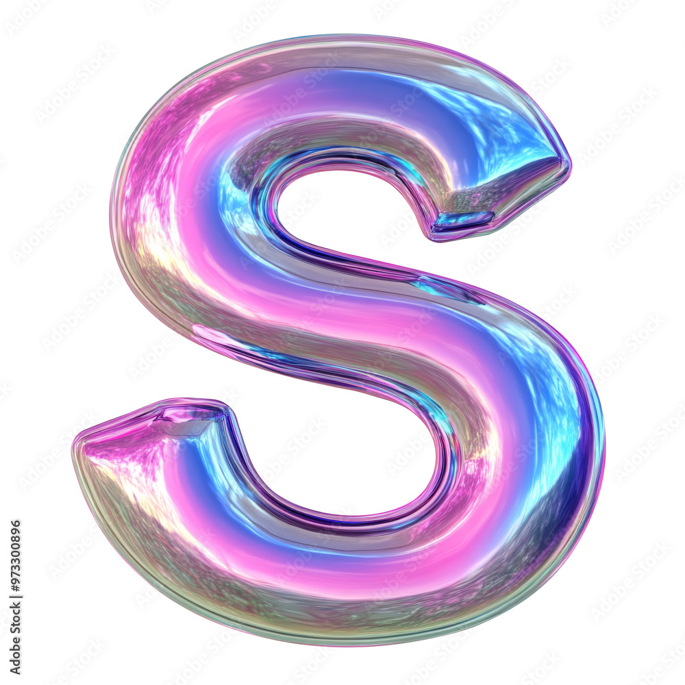 Hologram metallic S alphabet balloon Realistic 3D on white background. Generative AI Hologram metallic S alphabet balloon Realistic 3D on white background. Generative AI