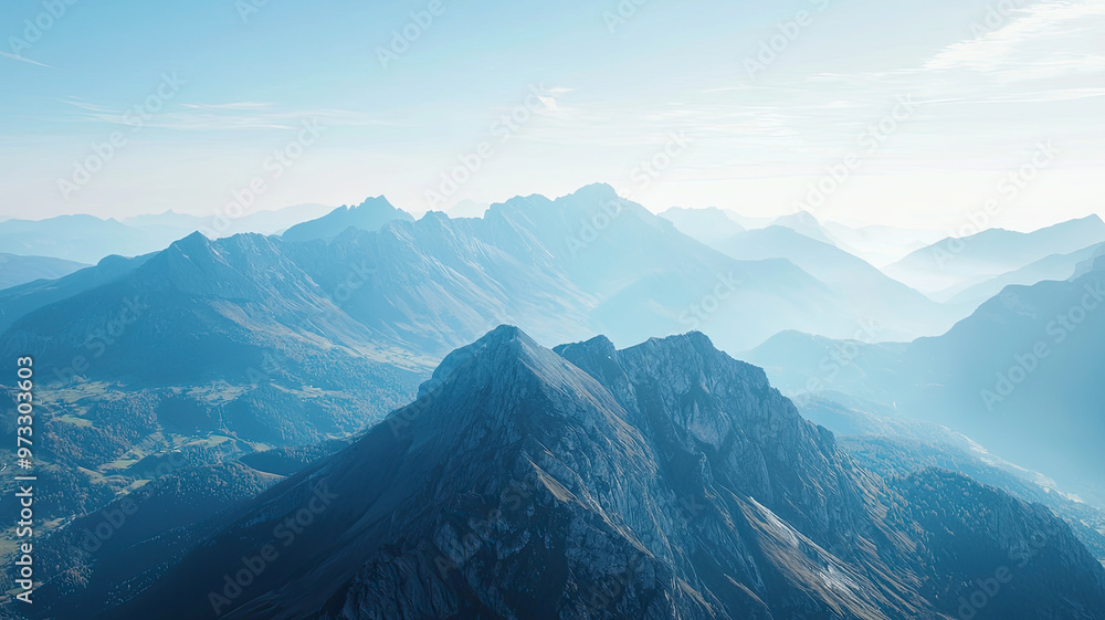 Fototapeta premium A breathtaking view of mountain range showcasing stunning peaks and valleys
