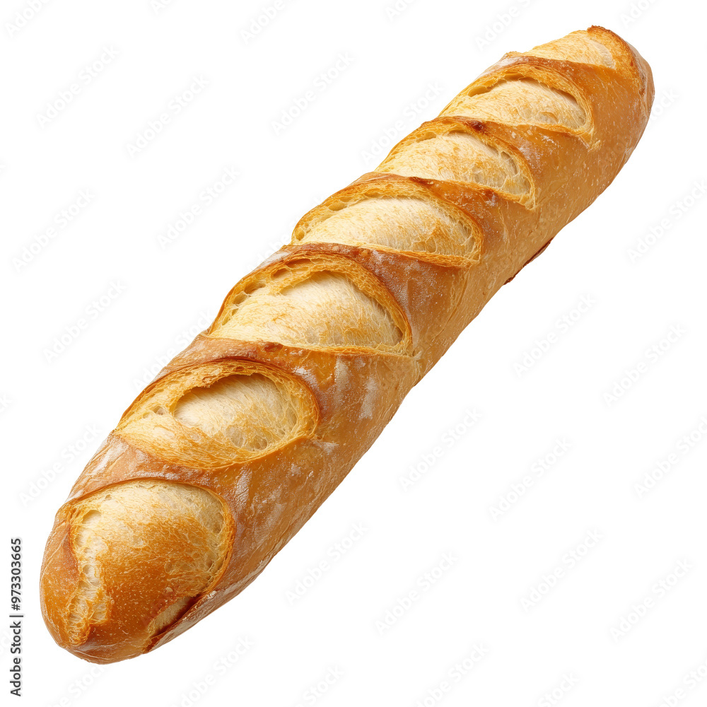 Freshly baked baguette on a white background isolated transparent Freshly baked baguette on a white background isolated transparent