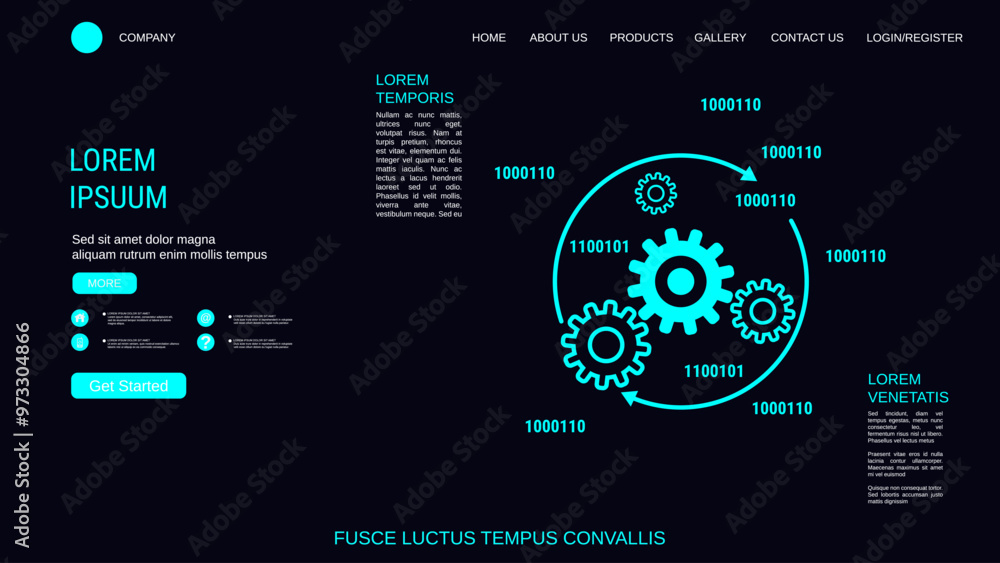 Obraz premium Modern trendy landing page vector design template. Data processing illustration