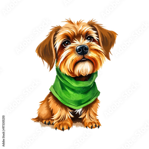 Oil painting Super Dog mascot illustration, Cute dog  editable digital painting. Brown dog, puppy