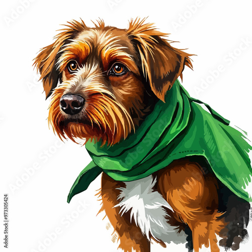 Oil painting Super Dog mascot illustration, Cute dog  editable digital painting. Brown dog, puppy