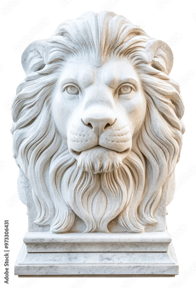 PNG Realistic marble lion sculpture with detailed mane PNG Realistic marble lion sculpture with detailed mane