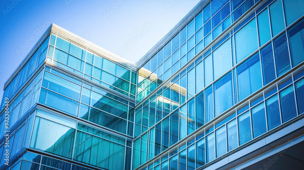 Modern architectural details of hospital building with glass facade Modern architectural details of hospital building with glass facade