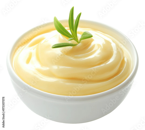 PNG Creamy homemade mayonnaise in a white bowl