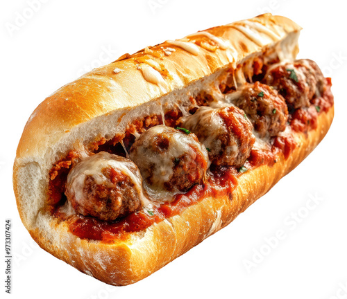 Obraz na płótnie PNG Delicious meatball sub with marinara and cheese w salonie