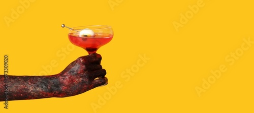Bloodstained hand of zombie...
