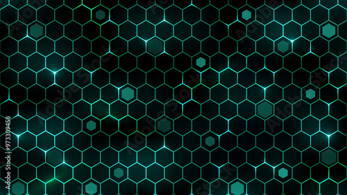 Abstract hexagonal green vector background. Technology hexagon grid pattern.