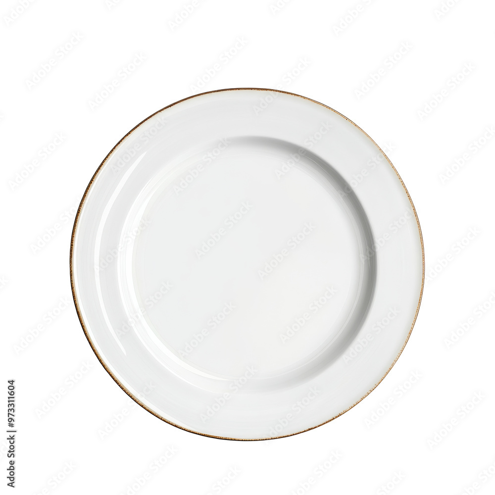 White plate with gold trim for dining isolated transparent White plate with gold trim for dining isolated transparent
