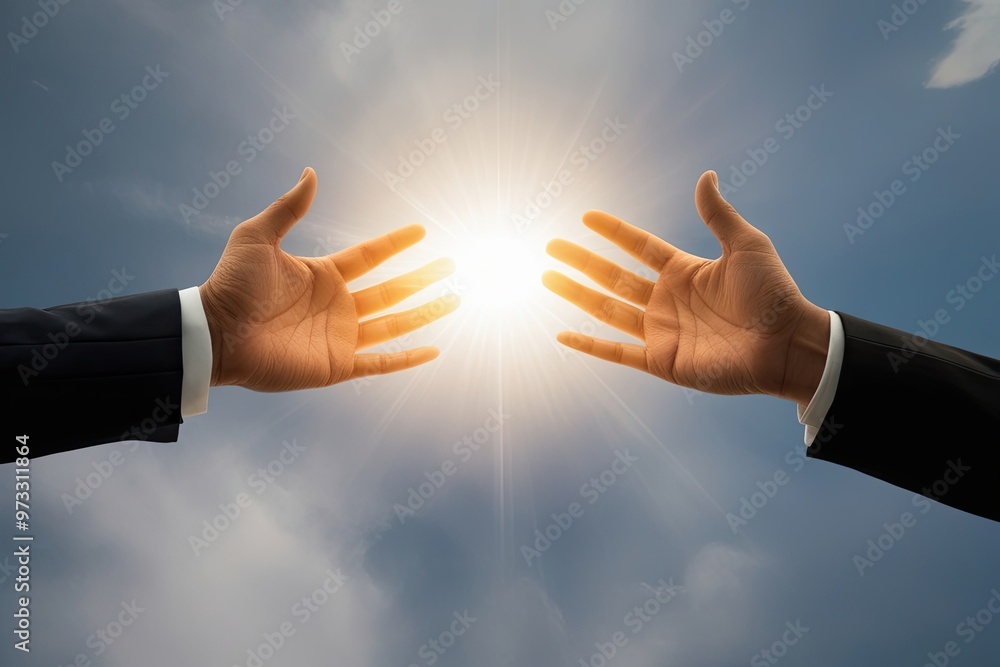 Hands Raised in Victory Symbolizing Success Against a Minimalist Background Hands Raised in Victory Symbolizing Success Against a Minimalist Background