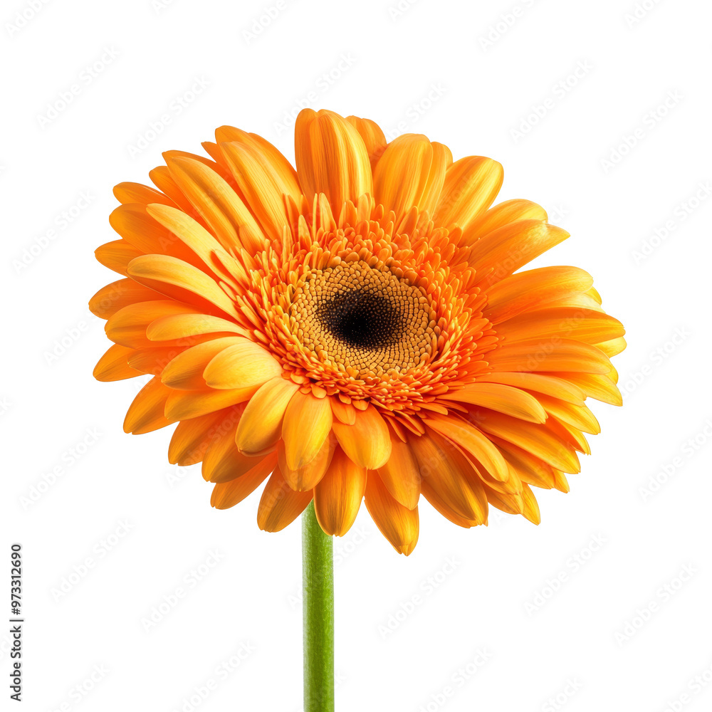Bright orange gerbera daisy in natural lighting isolated transparent Bright orange gerbera daisy in natural lighting isolated transparent