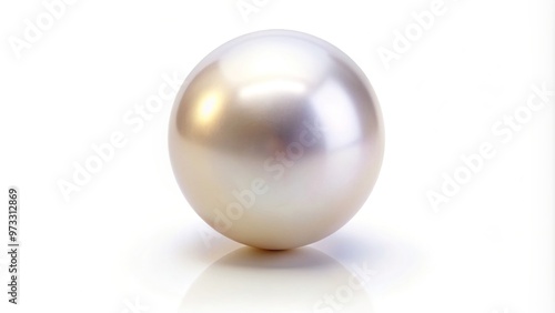 Shimmering white natural pearl isolated on a white background resembling a fisheye lens, pearl, white background, white, fisheye lens, isolated