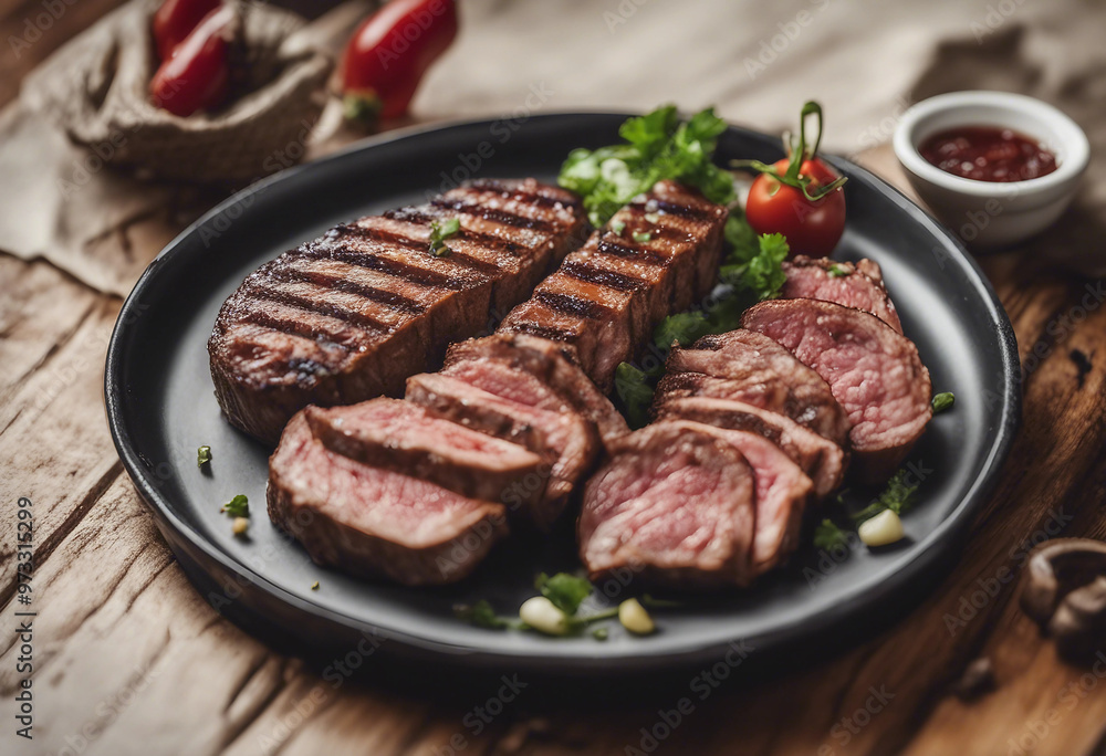 Churrasco on plate isolated on white background Churrasco on plate isolated on white background