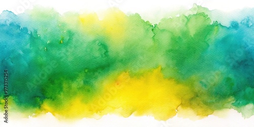 Abstract watercolor background in yellow, green, and blue tones from a low angle view