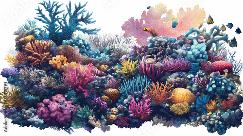 Fototapeta Naklejka Na Ścianę i Meble -  Png deep-water sea coral sticker, great barrier reef image on transparent background. Great Barrier Reef. Illustration