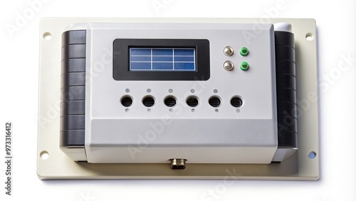 A solar charge controller isolated on a white background, system, equipment, power, innovation, sustainability, electronic, solar power, technology, renewable energy