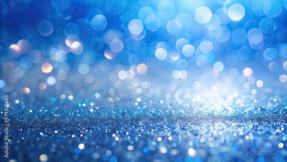 Abstract painting with tilted angle, broad brushstrokes, and delicate light sparkles against a cobalt to sky blue gradient background Abstract painting with tilted angle, broad brushstrokes, and delicate light sparkles against a cobalt to sky blue gradient background