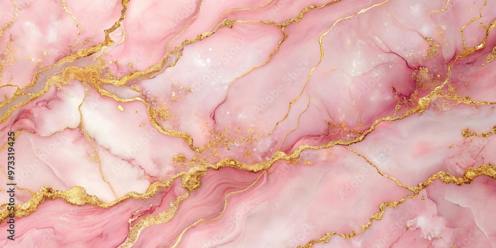 Abstract pink marble background with gold accents Abstract pink marble background with gold accents