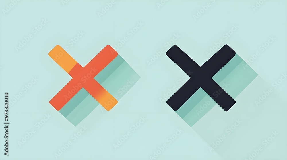 Obraz premium Flat check mark and cross symbols