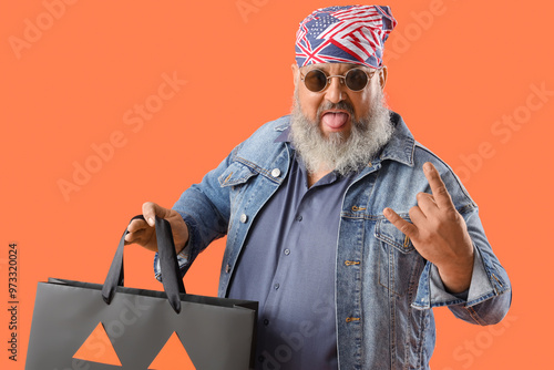 Mature biker with Halloween...