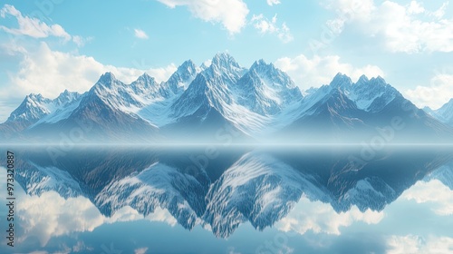 Wallpaper Mural A mountain range with a lake in the foreground Torontodigital.ca