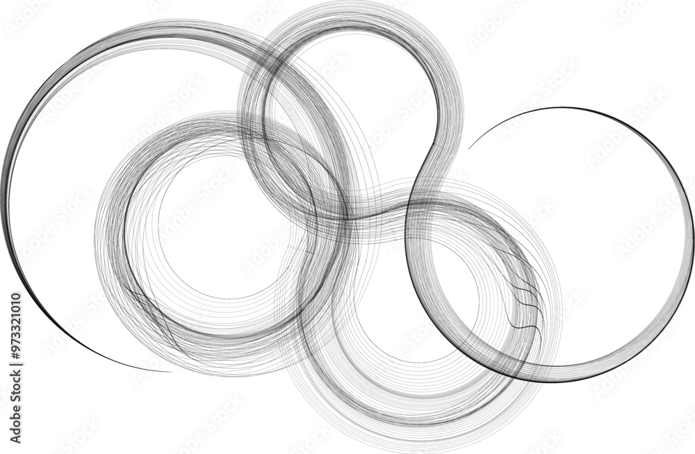 Decorative swirl of lines . Intertwined one lines circles. Abstract flow linear fluid shapes .Curly design element. Music sound wave . Swirl calligraphic flourish divider ornament design.Vector Decorative swirl of lines . Intertwined one lines circles. Abstract flow linear fluid shapes .Curly design element. Music sound wave . Swirl calligraphic flourish divider ornament design.Vector