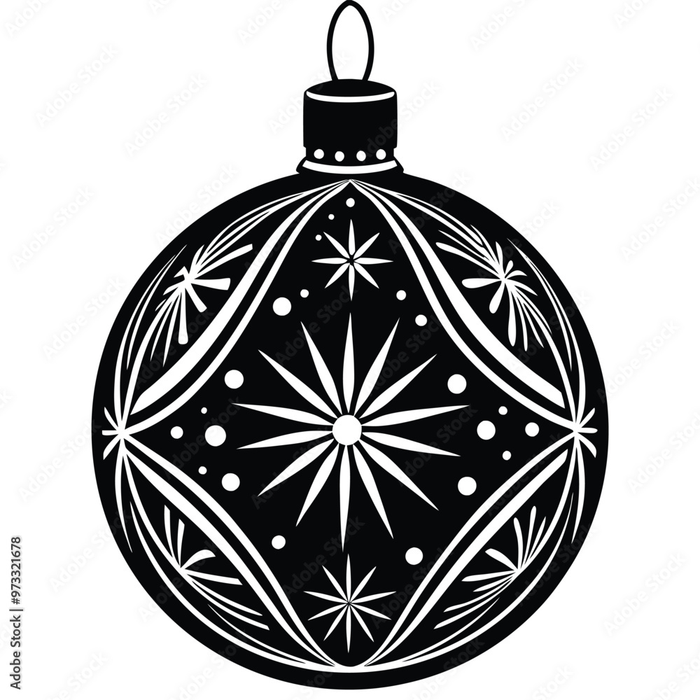 Fototapeta premium a black Christmas Ornaments silhouette vector art illustration