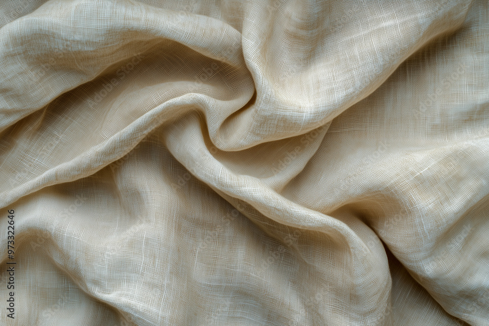 Elegant flowing linen fabric in soft beige tones with visible texture, perfect for backgrounds, textiles, and natural design concepts Elegant flowing linen fabric in soft beige tones with visible texture, perfect for backgrounds, textiles, and natural design concepts