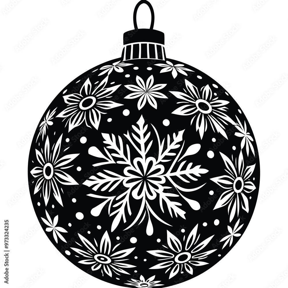 Fototapeta premium a black Christmas Ornaments silhouette vector art illustration
