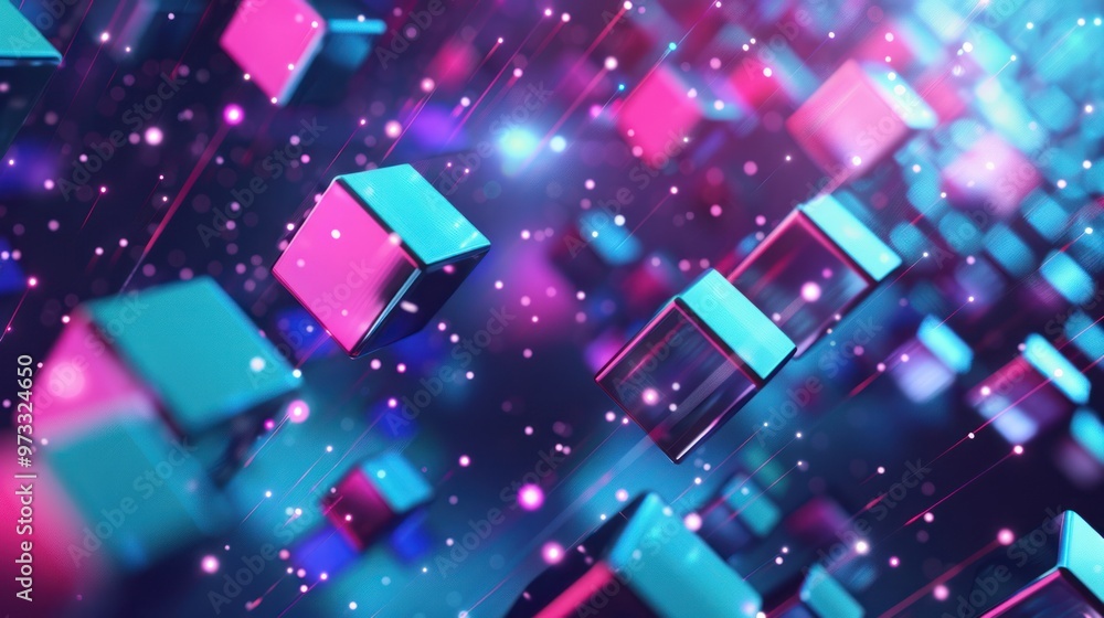 Neon Cubes in Digital Space Neon Cubes in Digital Space