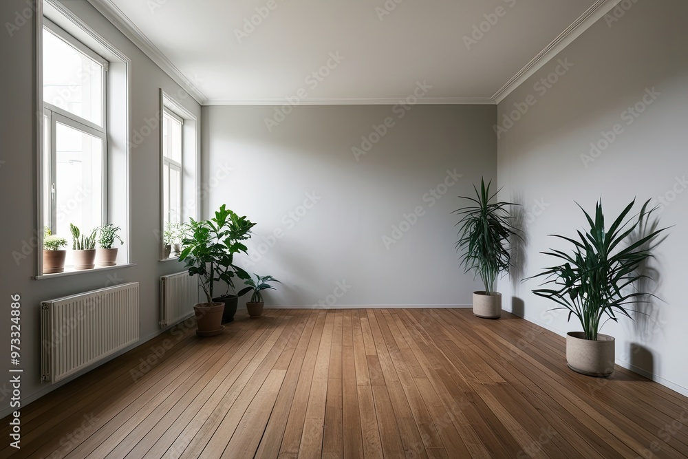 Minimalist Room Design with Wooden Flooring and Indoor Plants Minimalist Room Design with Wooden Flooring and Indoor Plants