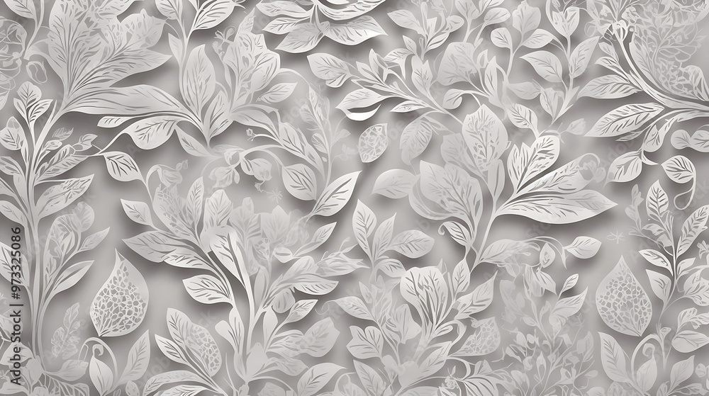 Elegant Light Gray Seamless Nature Patterned Background, Ideal for Modern Interior, Textiles, and Digital Art Projects Elegant Light Gray Seamless Nature Patterned Background, Ideal for Modern Interior, Textiles, and Digital Art Projects