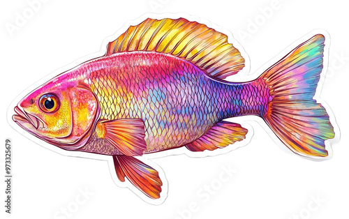 Tilapia fish sticker on white background,png