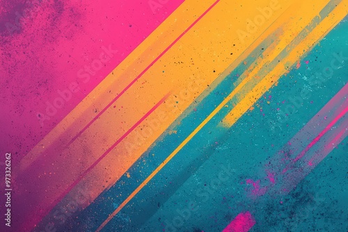 An energetic 80s and 90s inspired background featuring colorful, noisy gradients.