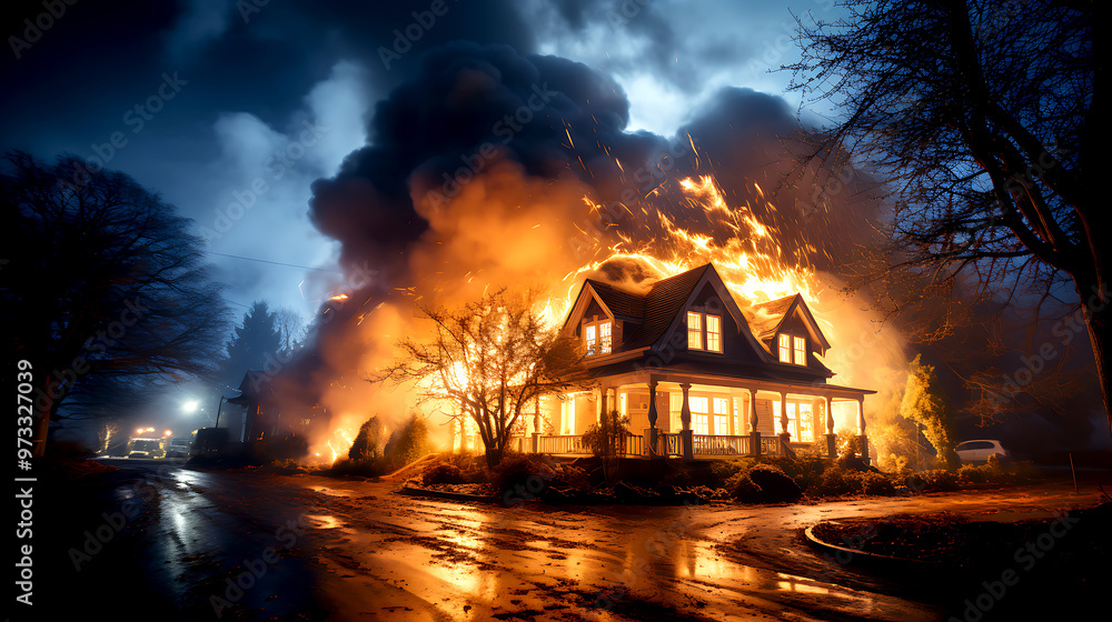 Dramatic Lightning Storm Illuminates the Sky Above a Suburban House, Capturing the Power of Nature in a Stunning Nighttime Weather Scene Dramatic Lightning Storm Illuminates the Sky Above a Suburban House, Capturing the Power of Nature in a Stunning Nighttime Weather Scene