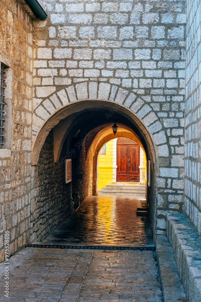 Fototapeta premium Arch in old town of Krk, Krk island, Croatia