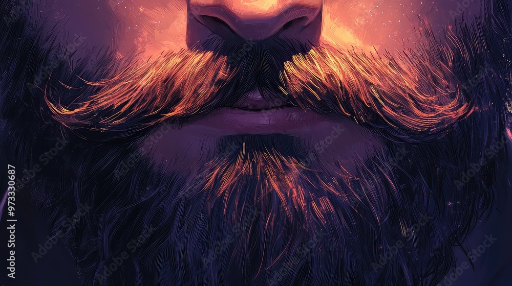 Close-Up of a Well-Groomed Beard with Subtle Sparkles and Sunshine Close-Up of a Well-Groomed Beard with Subtle Sparkles and Sunshine