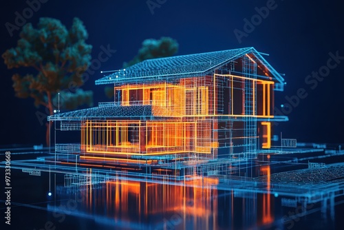 Concept of AI-controlled smart house construction using IoT and artificial intelligence.