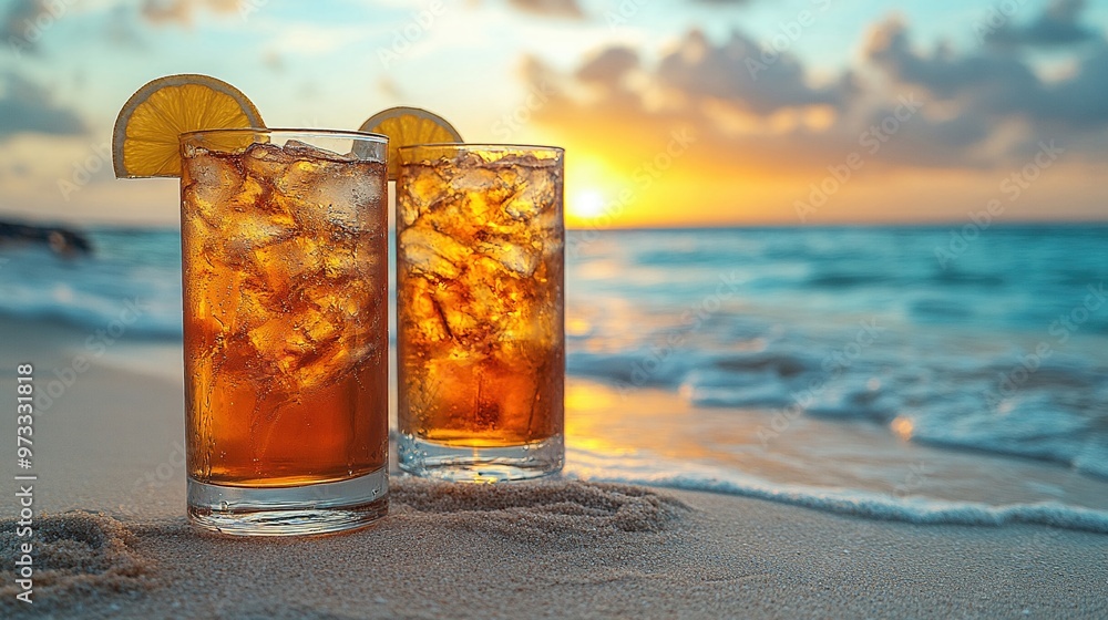 Long Island Iced Tea at a lively summer beach party Long Island Iced Tea at a lively summer beach party