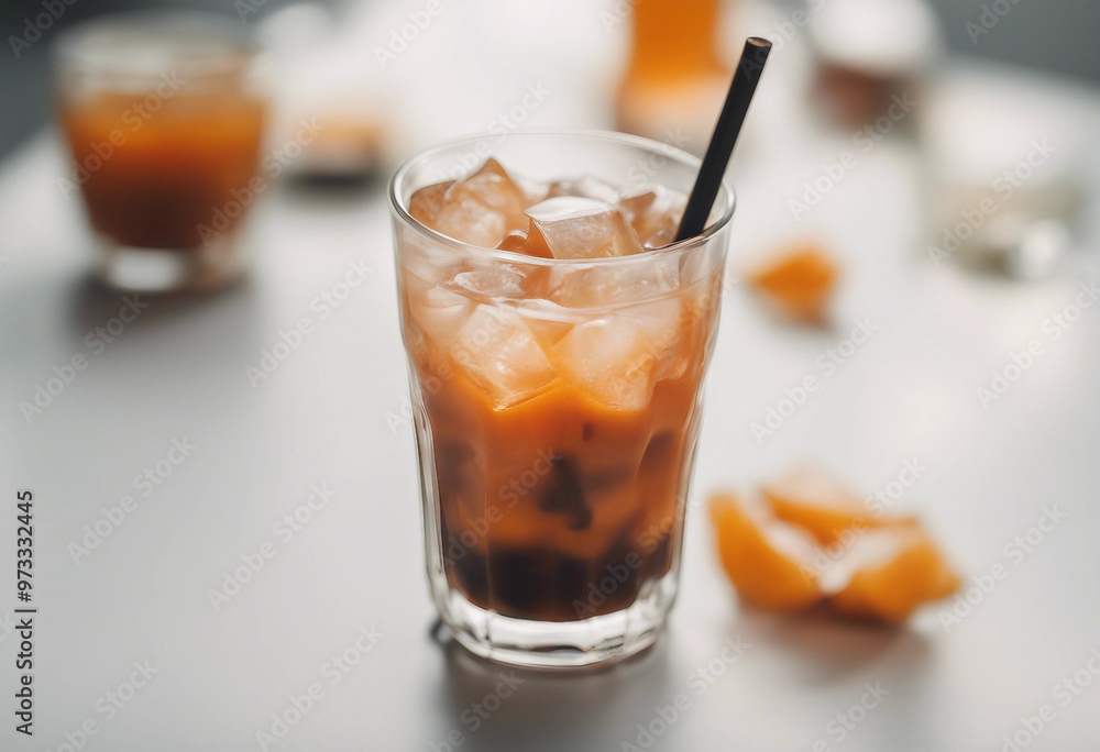 Thai iced tea isolated on a white background Thai iced tea isolated on a white background