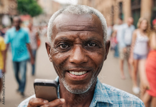 old happy african man out a...