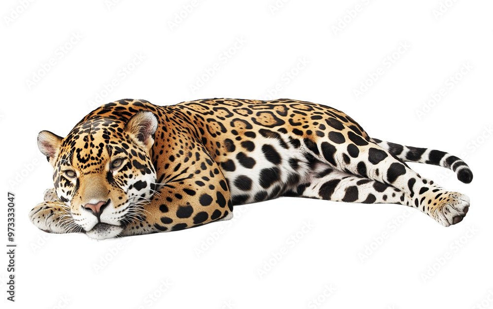 Wild lying jaguar on white background,png Wild lying jaguar on white background,png