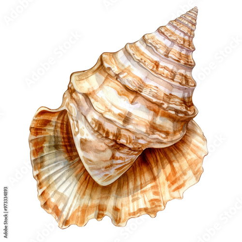 Close up of a beautiful seashell on white isolated transparent